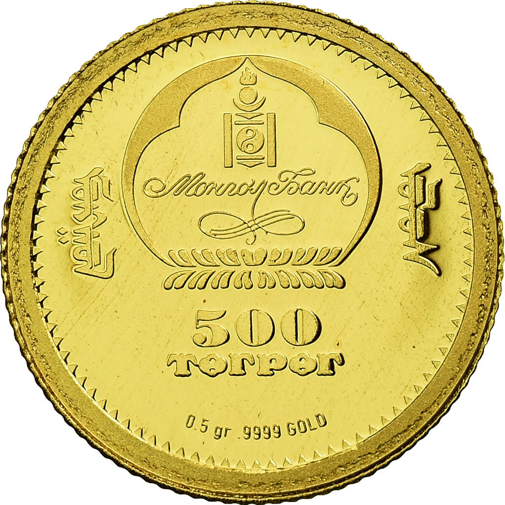 Monnaie, Mongolie, 500 Tugrik, 2008, CIT, FDC, Or, KM:279
