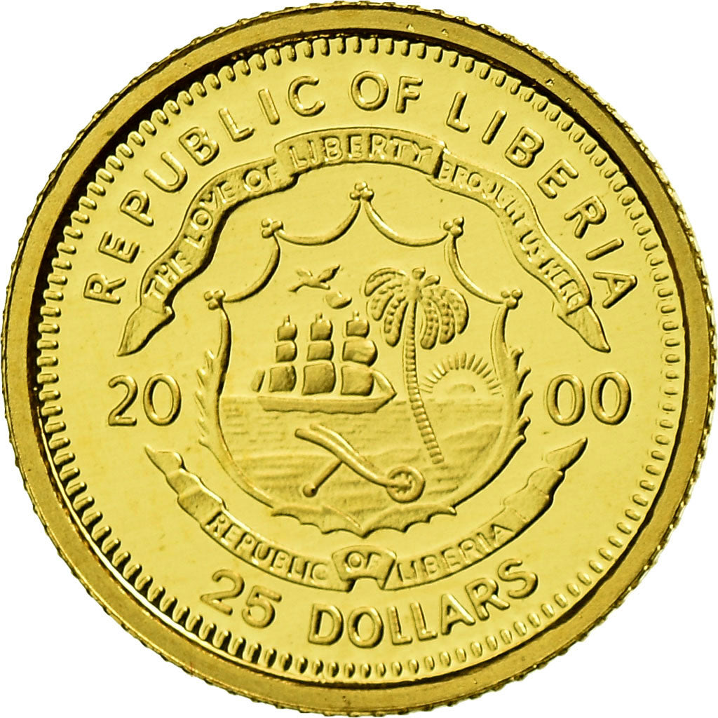 Monnaie, Liberia, 25 Dollars, 2000, FDC, Or