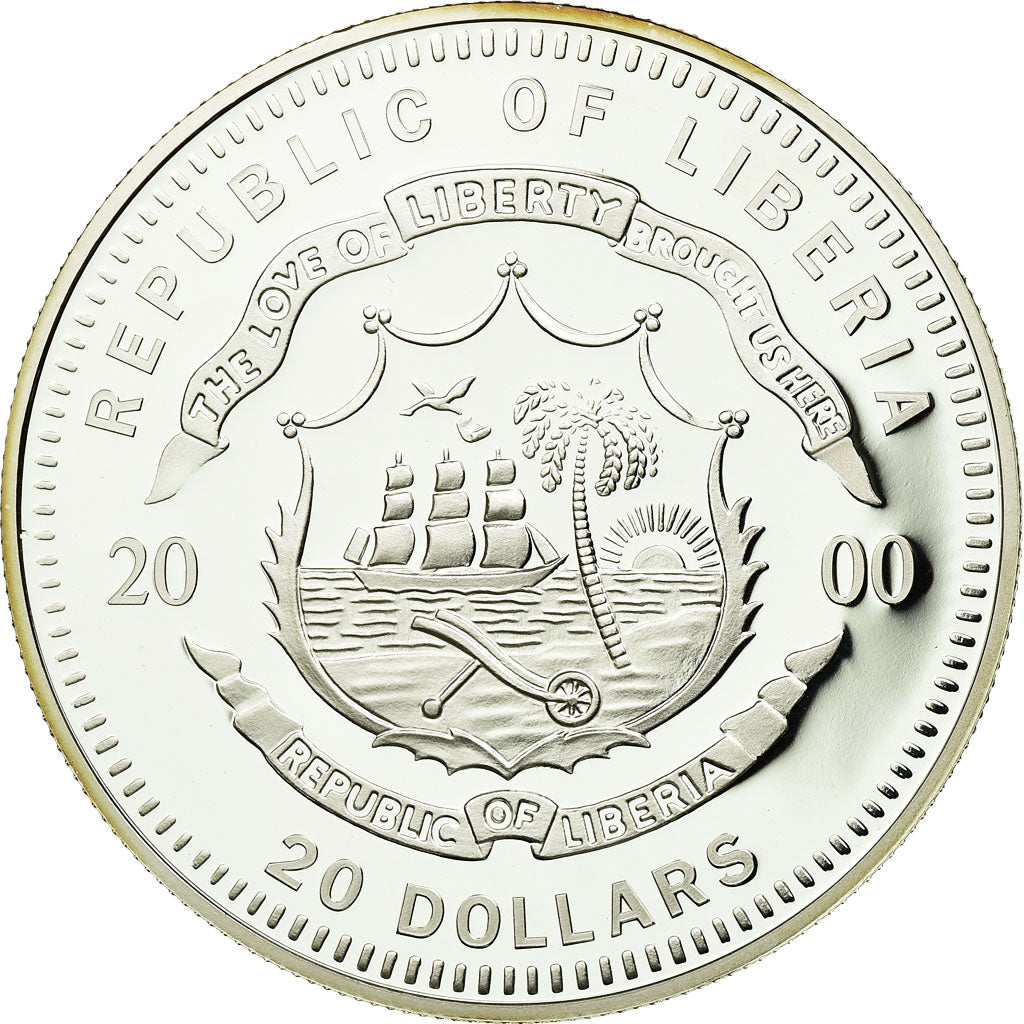Münze, Liberia, 20 Dollars, 2000, STGL, Silber, KM:640