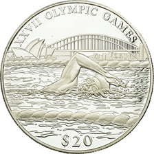 Moneta, Liberia, 20 Dollars, 2000, MS(65-70), Srebro
