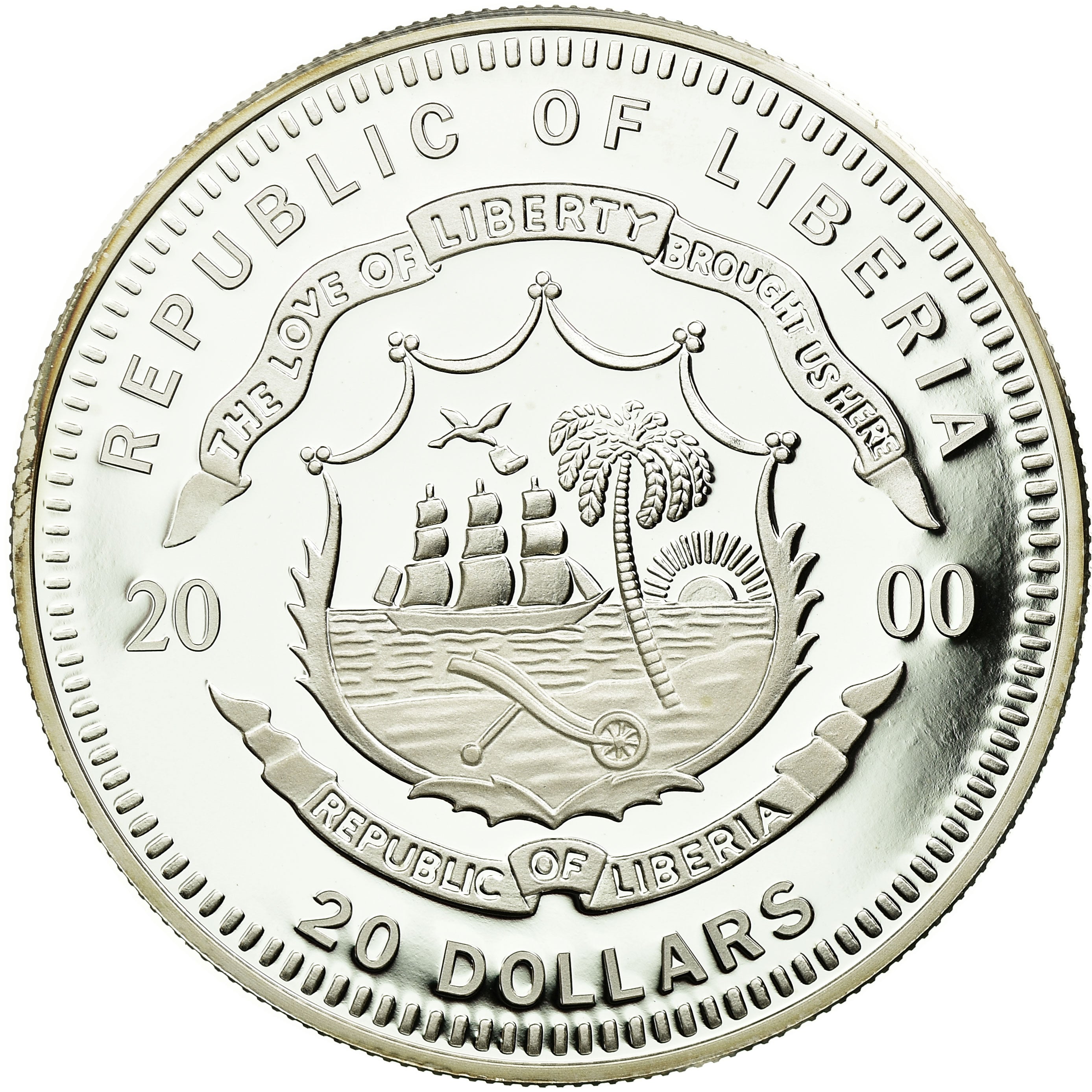 Coin, Liberia, 20 Dollars, 2000, MS(65-70), Silver, KM:638