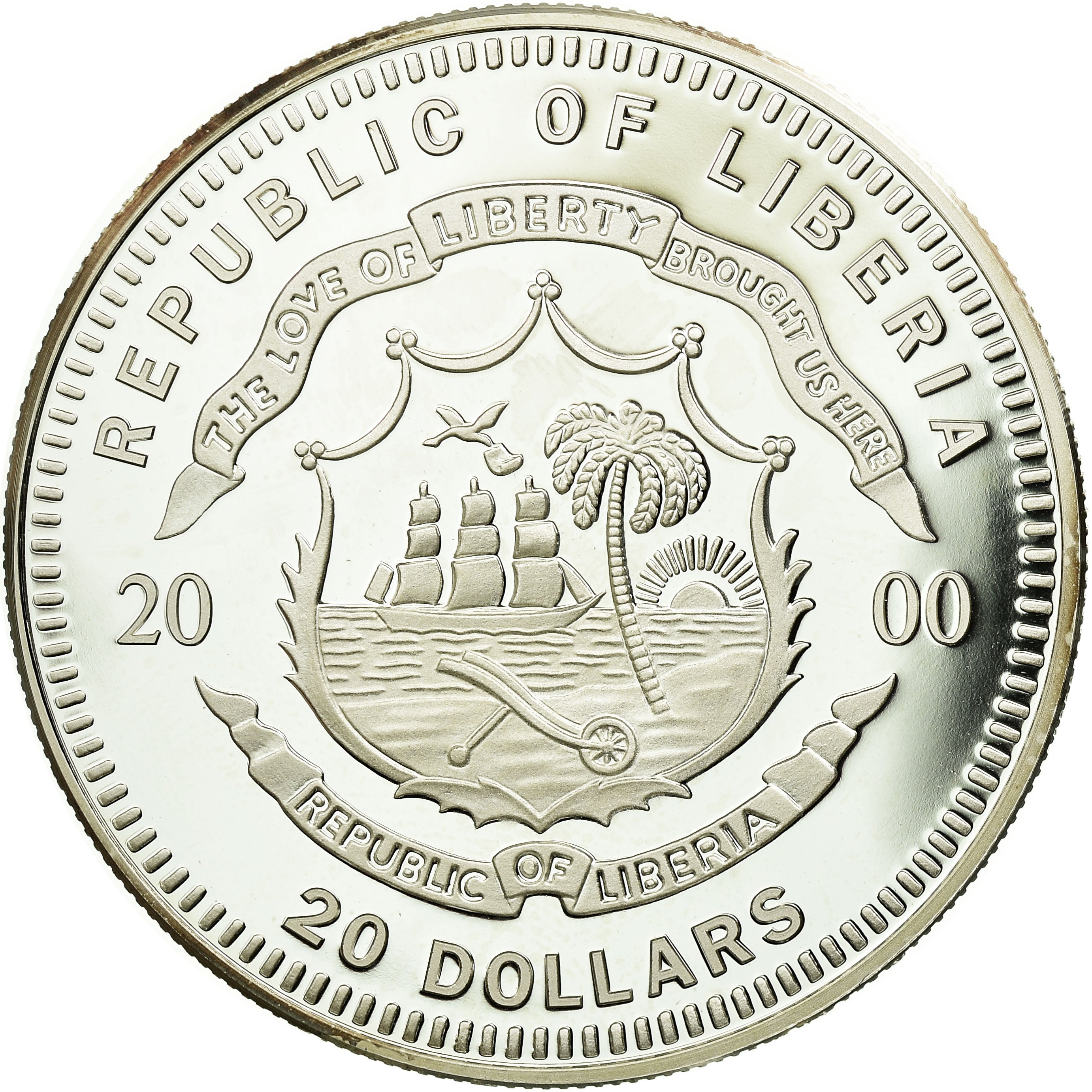 Coin, Liberia, 20 Dollars, 2000, MS(65-70), Silver, KM:642