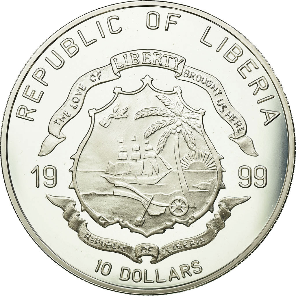 Monnaie, Liberia, 10 Dollars, 1999, FDC, Argent, KM:468