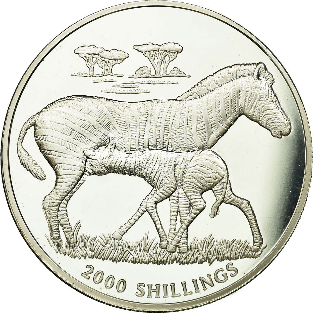 Moneta, Uganda, 2000 Shillings, 1999, MS(65-70), Srebro, KM:95