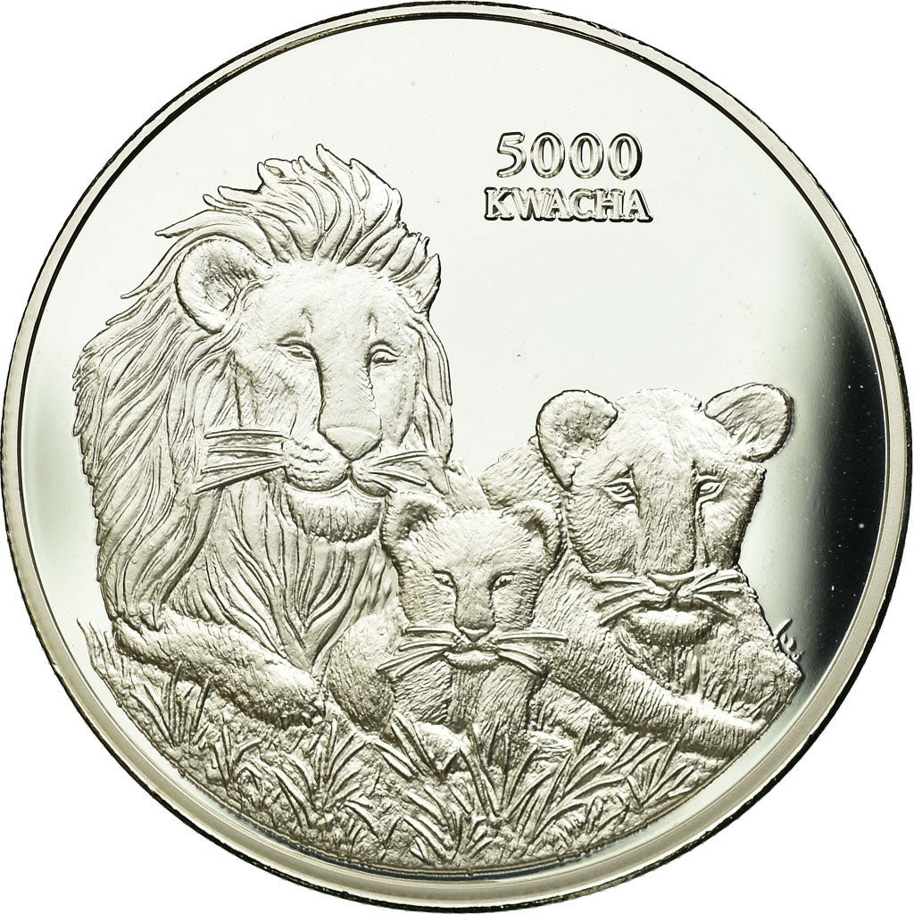Coin, Zambia, 5000 Kwacha, 1999, British Royal Mint, MS(65-70), Silver, KM:157
