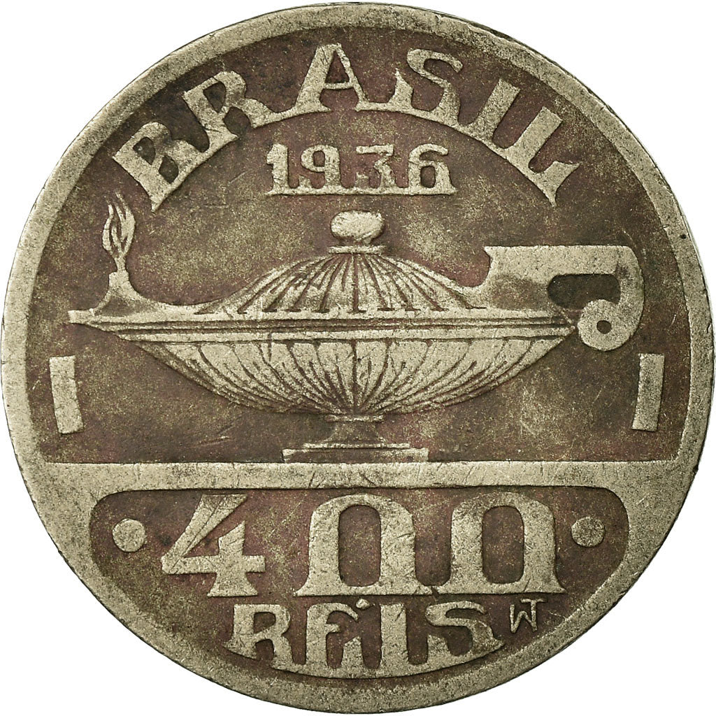 Coin, Brazil, 400 Reis, 1936, EF(40-45), Copper-nickel, KM:539
