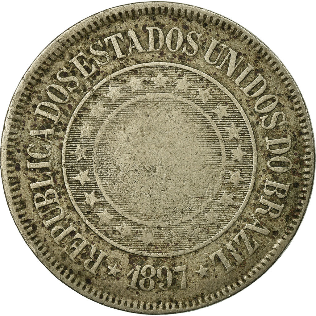 Coin, Brazil, 200 Reis, 1897, VF(30-35), Copper-nickel, KM:493