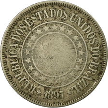 Coin, Brazil, 200 Reis, 1897, VF(30-35), Copper-nickel, KM:493