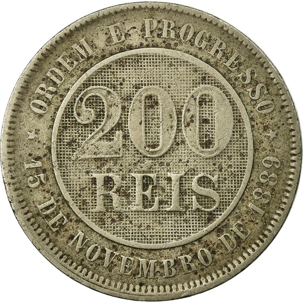 Coin, Brazil, 200 Reis, 1897, VF(30-35), Copper-nickel, KM:493