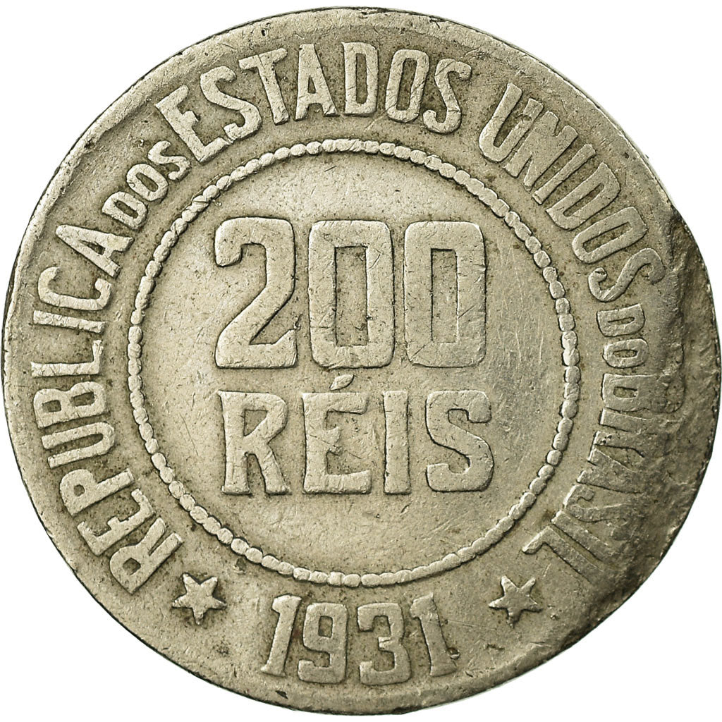 Coin, Brazil, 200 Reis, 1931, F(12-15), Copper-nickel, KM:519