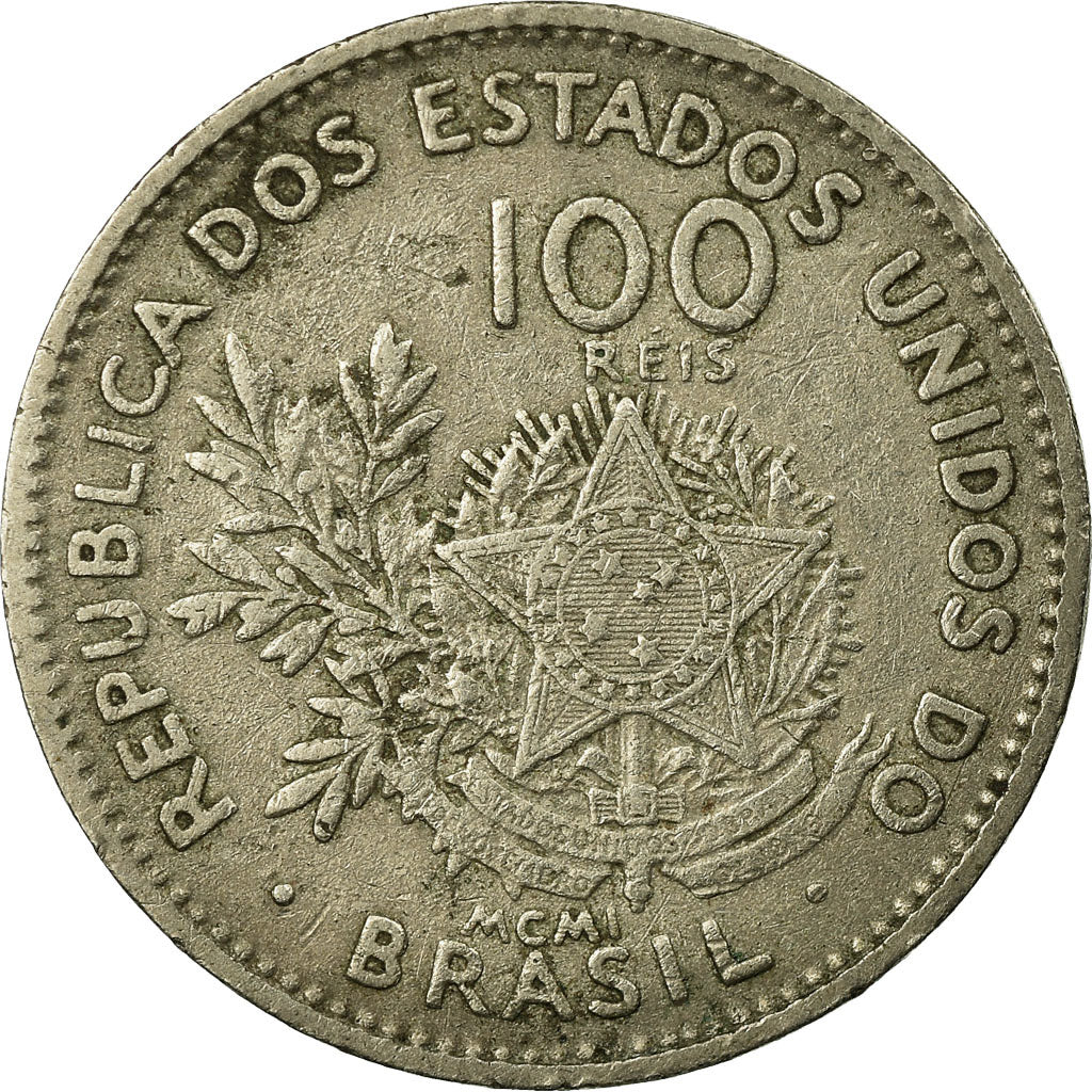 Moneda, Brasil, 100 Reis, 1901, BC+, Cobre - níquel, KM:503