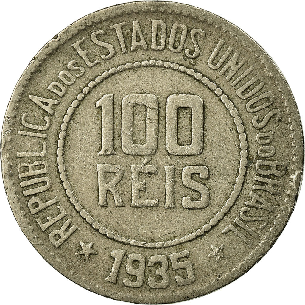 Coin, Brazil, 100 Reis, 1935, EF(40-45), Copper-nickel, KM:518