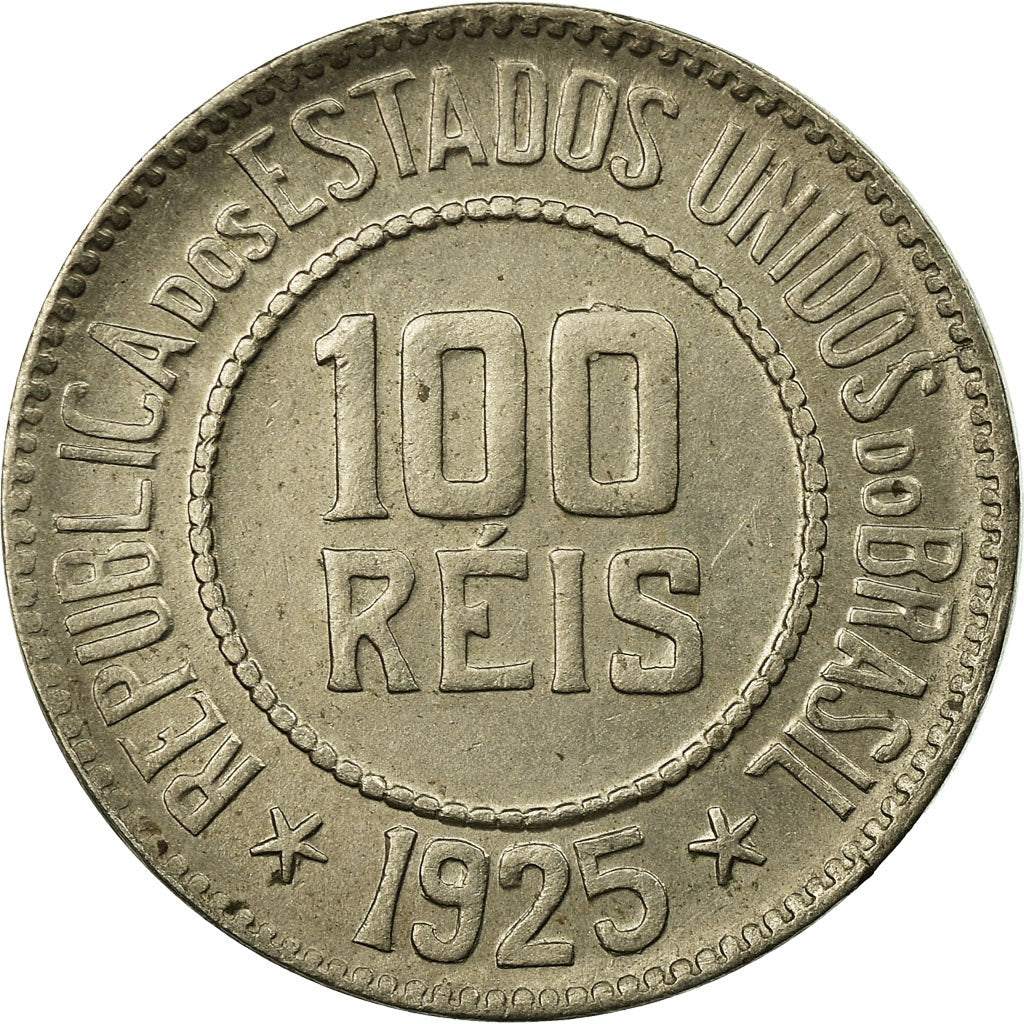 Coin, Brazil, 100 Reis, 1925, AU(55-58), Copper-nickel, KM:518