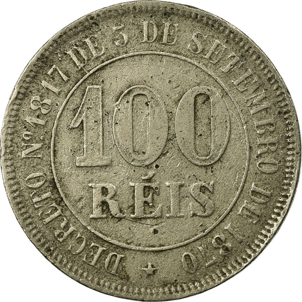 Coin, Brazil, Pedro II, 100 Reis, 1883, EF(40-45), Copper-nickel, KM:477