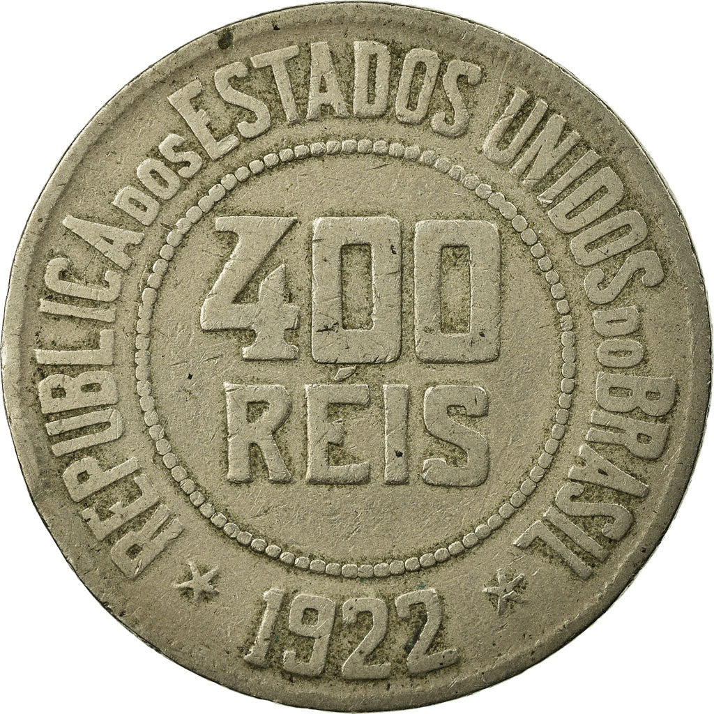 Coin, Brazil, 400 Reis, 1922, EF(40-45), Copper-nickel, KM:520