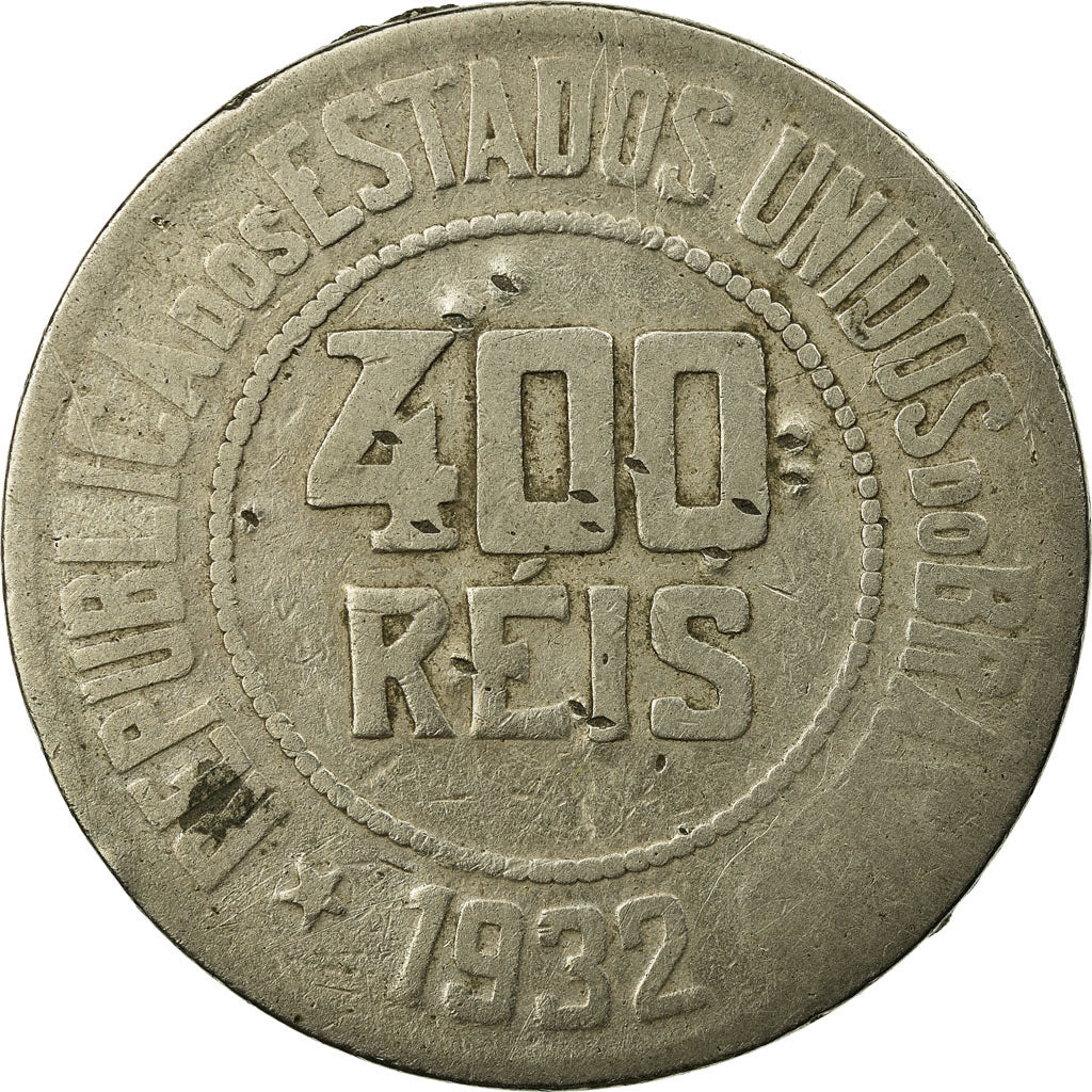Coin, Brazil, 400 Reis, 1932, VF(30-35), Copper-nickel, KM:520