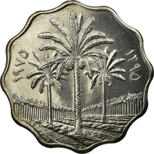 Moneda, Iraq, 10 Fils, 1975/AH1395, EBC+, Acero inoxidable, KM:142