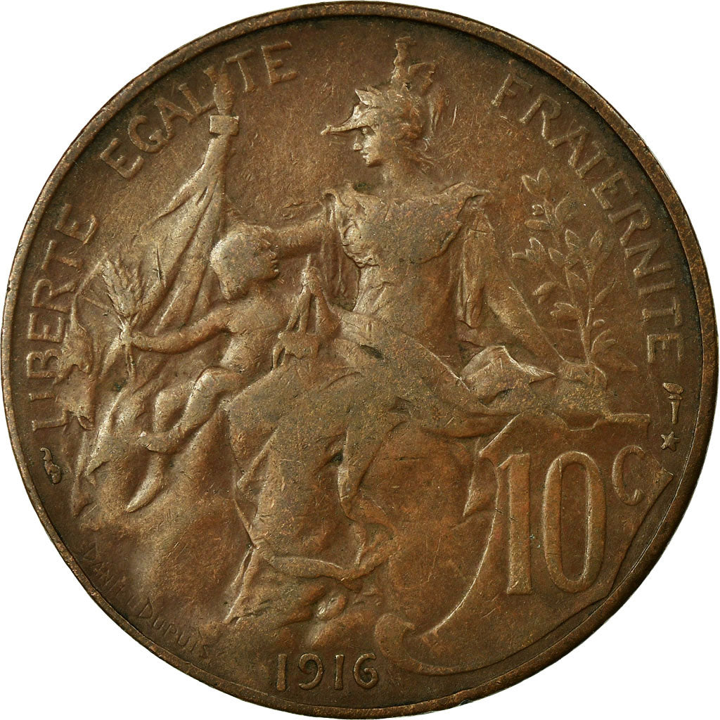 Coin, France, Dupuis, 10 Centimes, 1916, Paris, EF(40-45), Bronze, KM:843