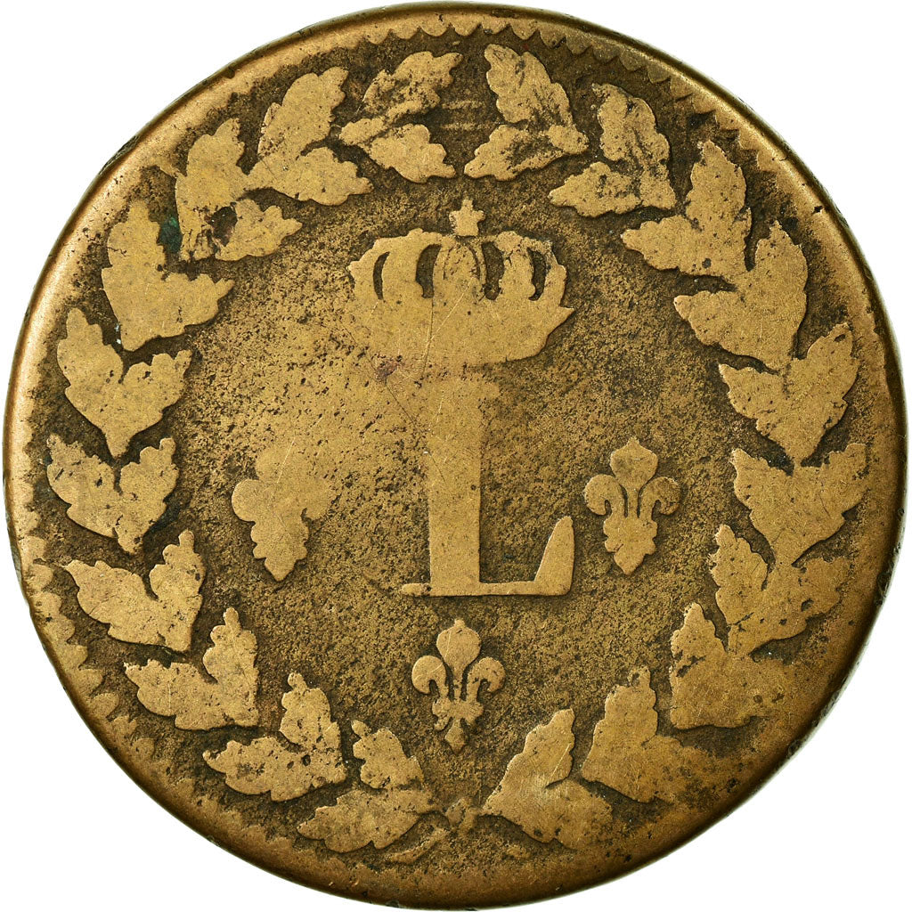 Münze, Frankreich, Louis XVIII, Decime, 1815, Strasbourg, SGE+, Bronze, KM:701