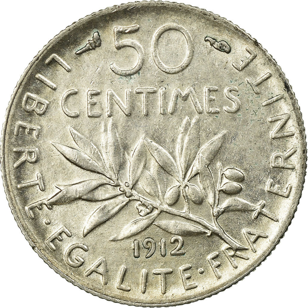 Coin, France, Semeuse, 50 Centimes, 1912, Paris, EF(40-45), Silver, KM:854