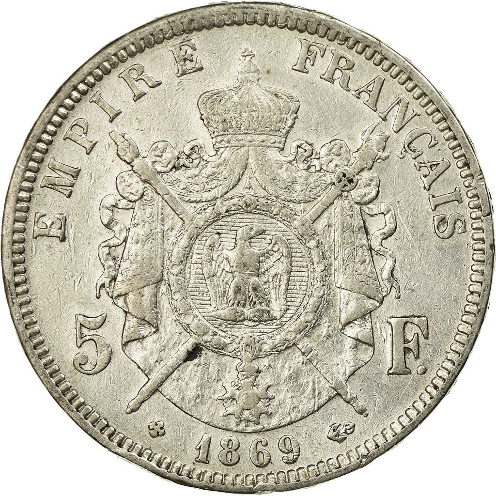 Coin, France, Napoléon III, 5 Francs, 1869, Strasbourg, EF(40-45), Silver