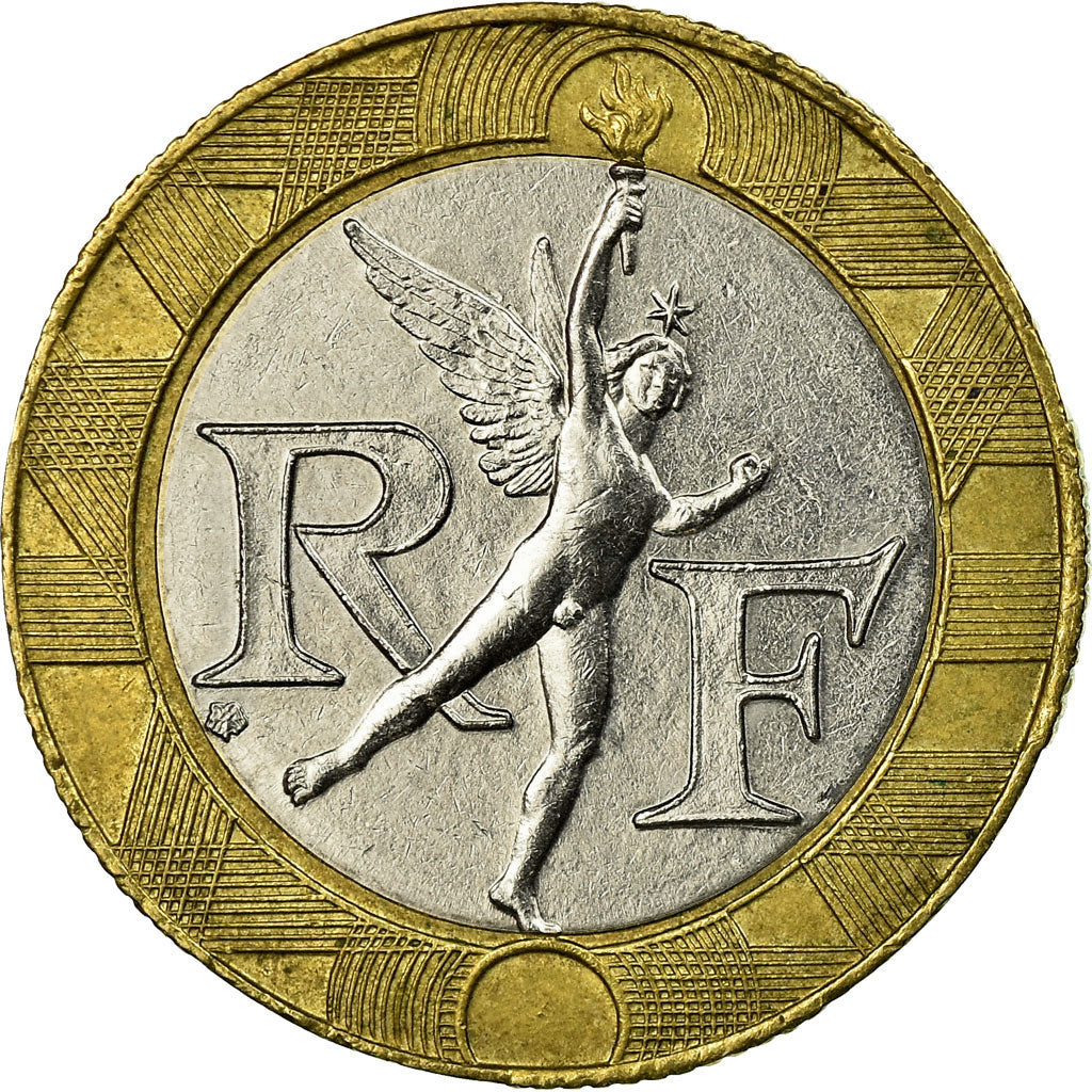 Moneda, Francia, Génie, 10 Francs, 1991, Paris, BC+, Bimetálico, KM:964.1