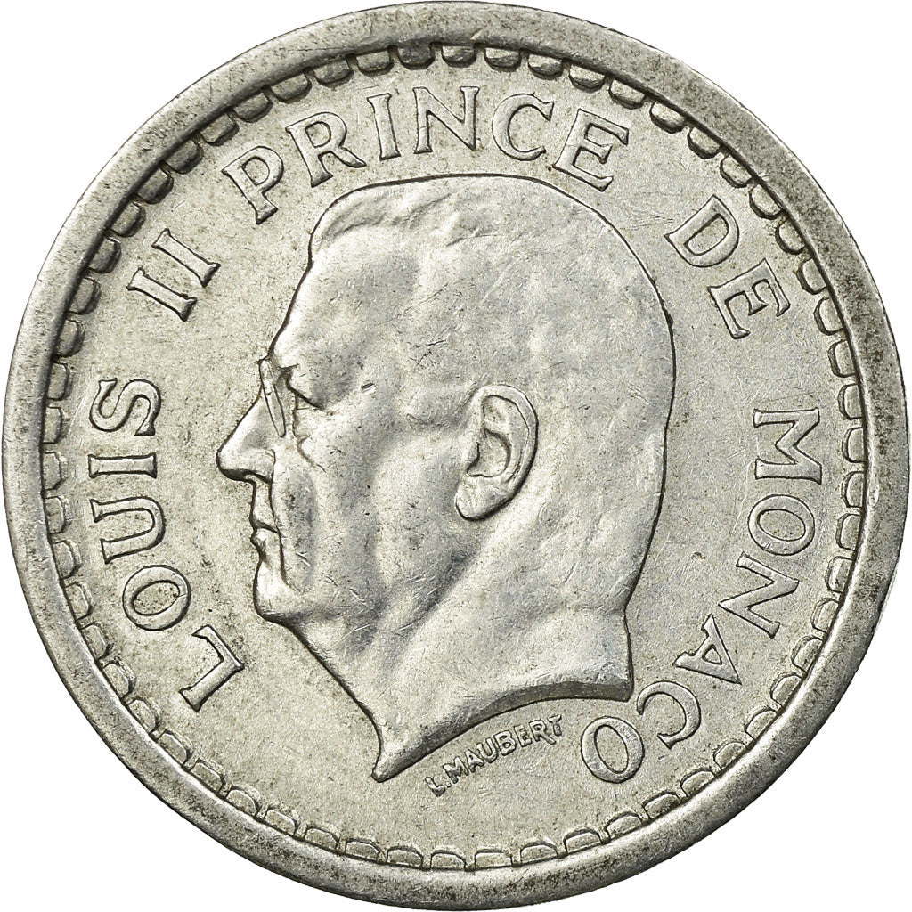 Coin, Monaco, Louis II, Franc, Undated (1943), Poissy, AU(50-53), Aluminum