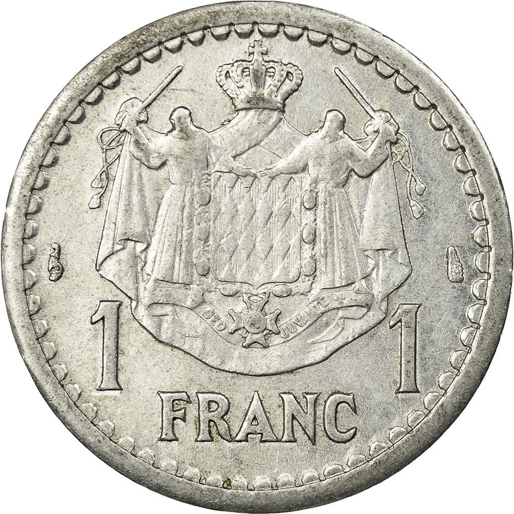 Coin, Monaco, Louis II, Franc, Undated (1943), Poissy, AU(50-53), Aluminum