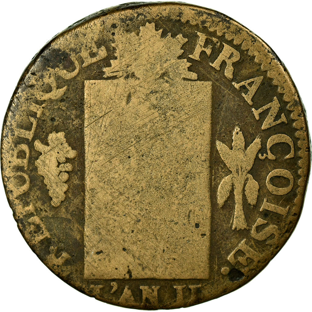 Moneda, Francia, Sol aux Balances, 1793, Dijon, BC, Métal de cloche, Gadoury:19