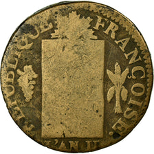 Moneda, Francia, Sol aux Balances, 1793, Dijon, BC, Métal de cloche, Gadoury:19