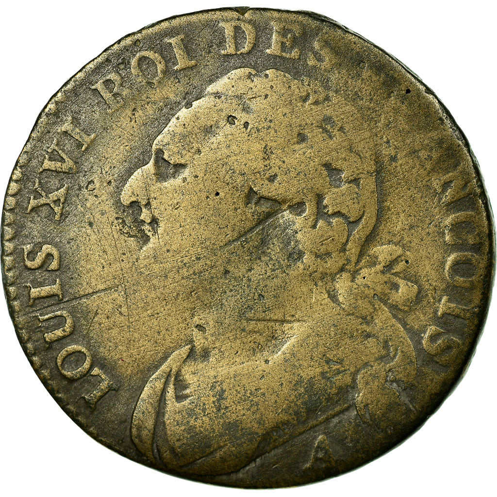 Münze, Frankreich, 12 Deniers, 1792 (An 3), Paris, SGE+, Métal de cloche