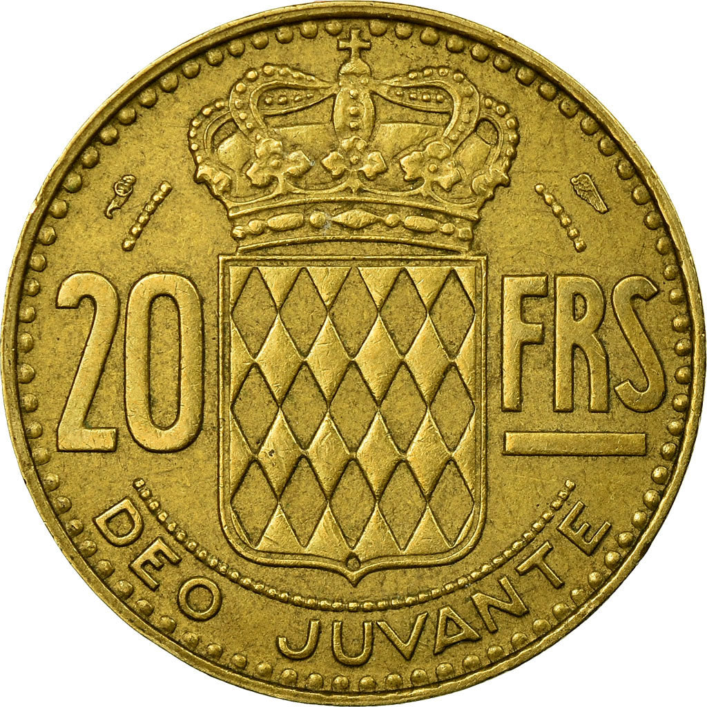 Coin, Monaco, Rainier III, 20 Francs, Vingt, 1950, VF(30-35), Aluminum-Bronze