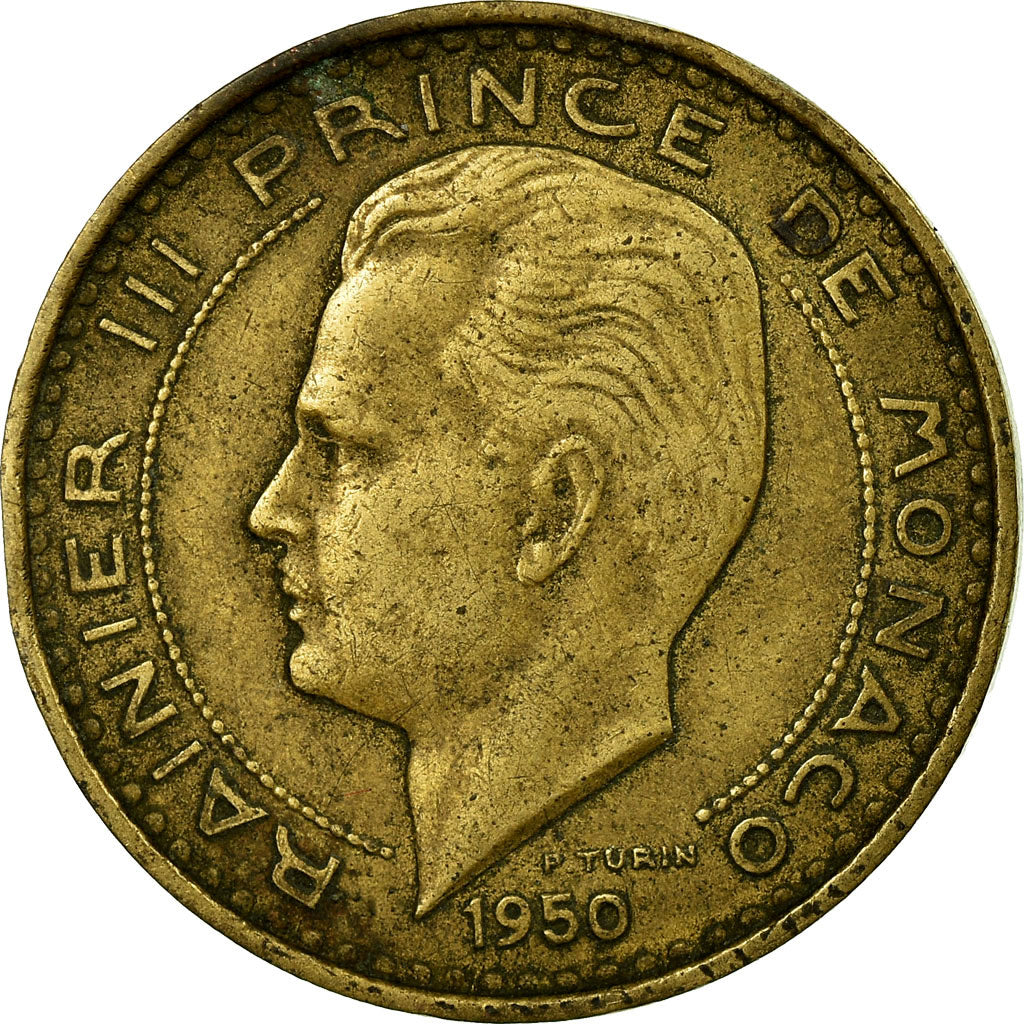 Moneta, Monaco, Rainier III, 10 Francs, 1950, MB+, Alluminio-bronzo, KM:130