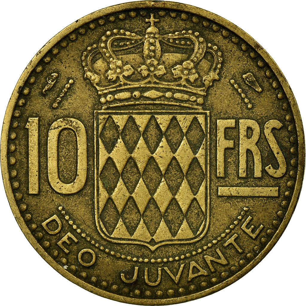 Moneta, Monaco, Rainier III, 10 Francs, 1950, MB+, Alluminio-bronzo, KM:130