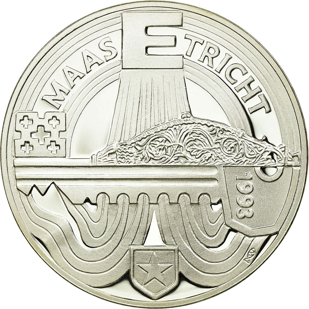 Moeda, Países Baixos, Beatrix, 25 Ecu, 1993, Utrecht, MS(65-70), Prata, KM:71.1