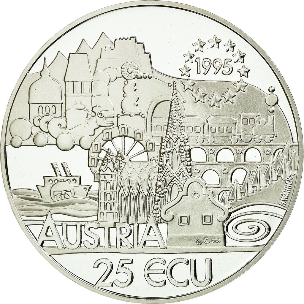 Moneda, Austria, 25 Ecu, 1995, FDC, Plata, KM:23