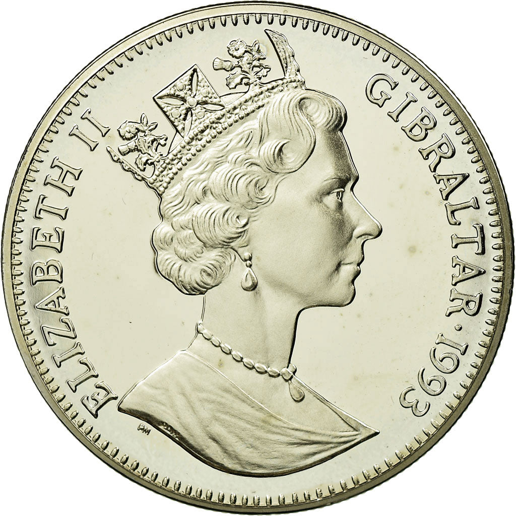 Coin, Gibraltar, Elizabeth II, 2.8 Ecus, 1993, MS(65-70), Copper-nickel, KM:478