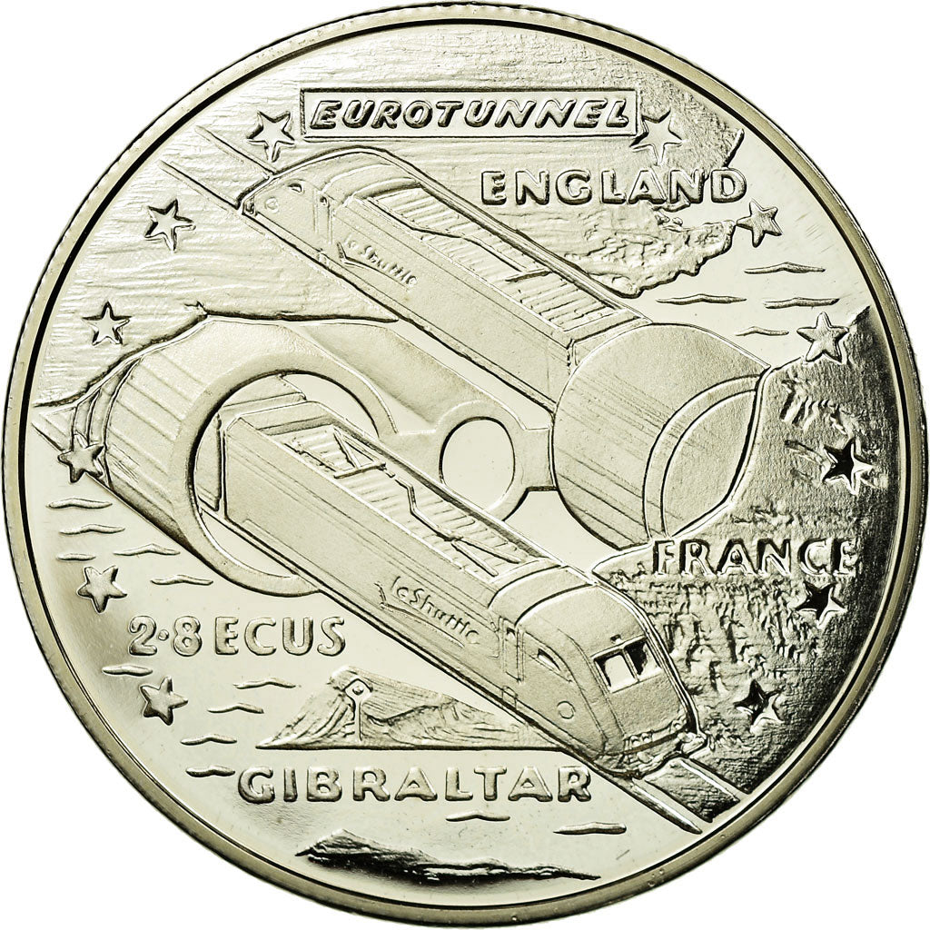 Coin, Gibraltar, Elizabeth II, 2.8 Ecus, 1993, MS(65-70), Copper-nickel, KM:478