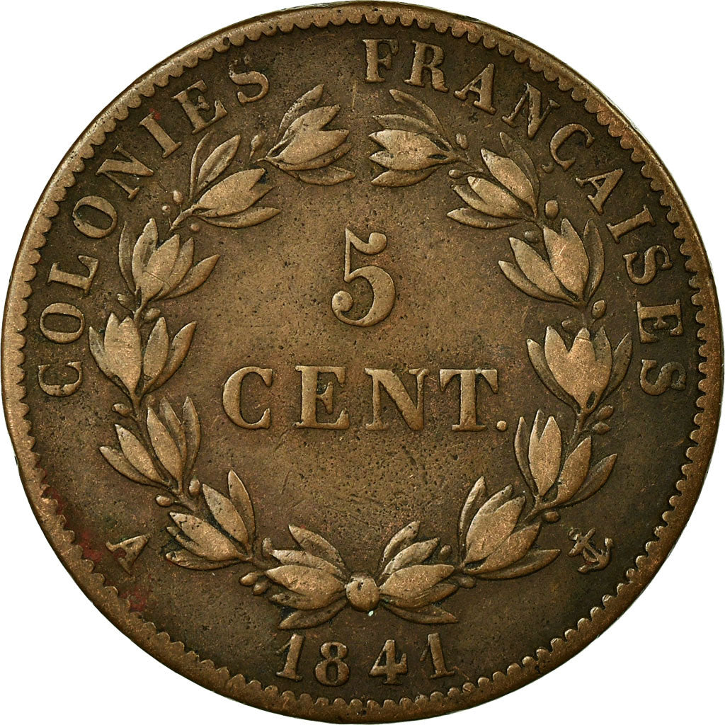Moneda, COLONIAS FRANCESAS, Louis - Philippe, 5 Centimes, 1841, Paris, BC+