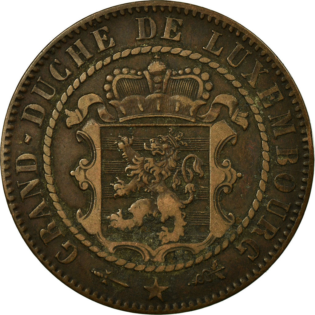Coin, Luxembourg, William III, 10 Centimes, 1870, Utrecht, EF(40-45), Bronze