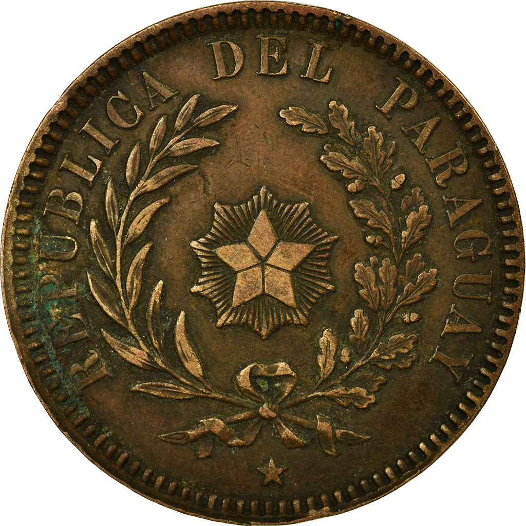 Moeda, Paraguai, 2 Centesimos, 1870, EF(40-45), Cobre, KM:3