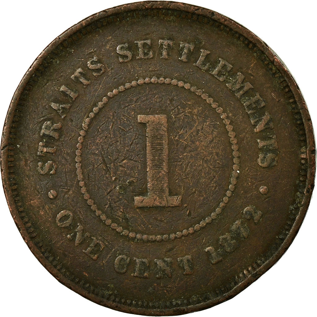 Moneta, Straits Settlements, Victoria, Cent, 1872, VF(20-25), Miedź, KM:9