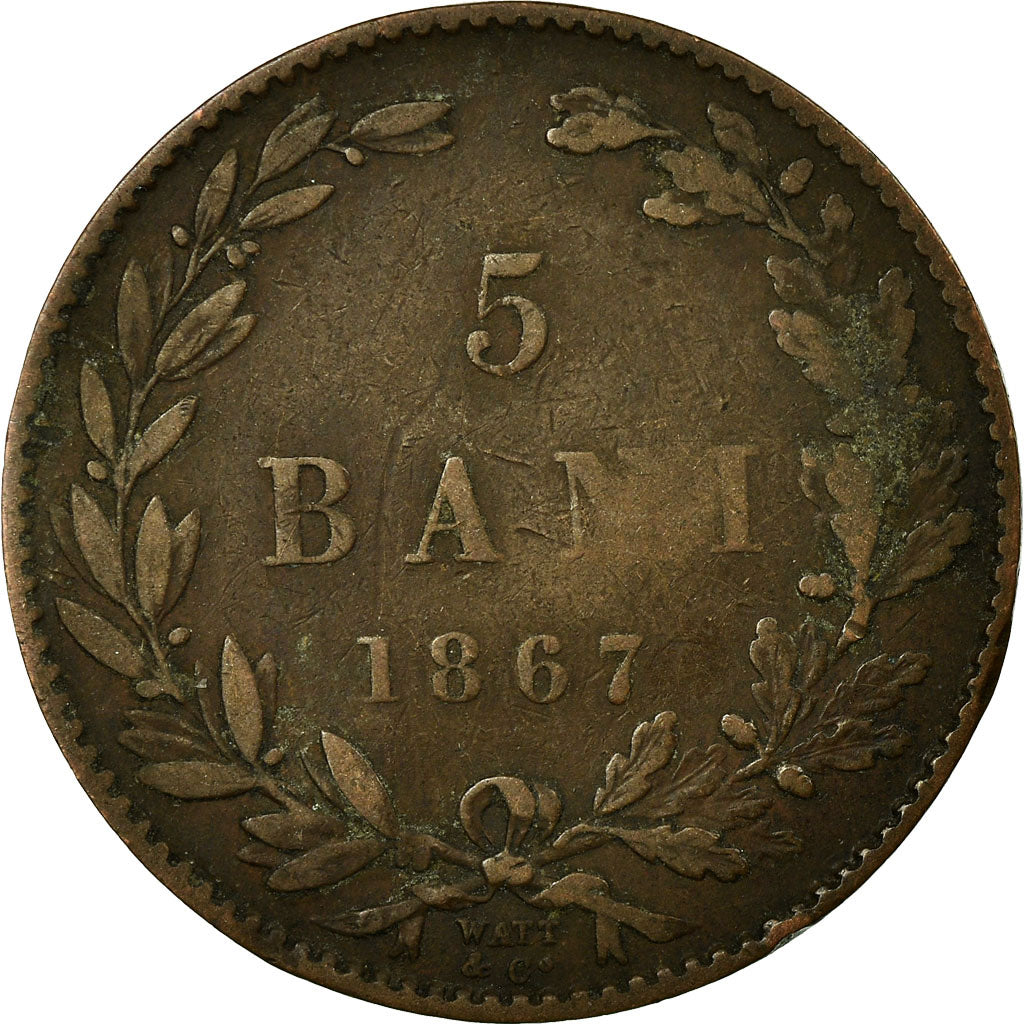 Coin, Romania, Carol I, 5 Bani, 1867, VF(30-35), Copper, KM:3.2