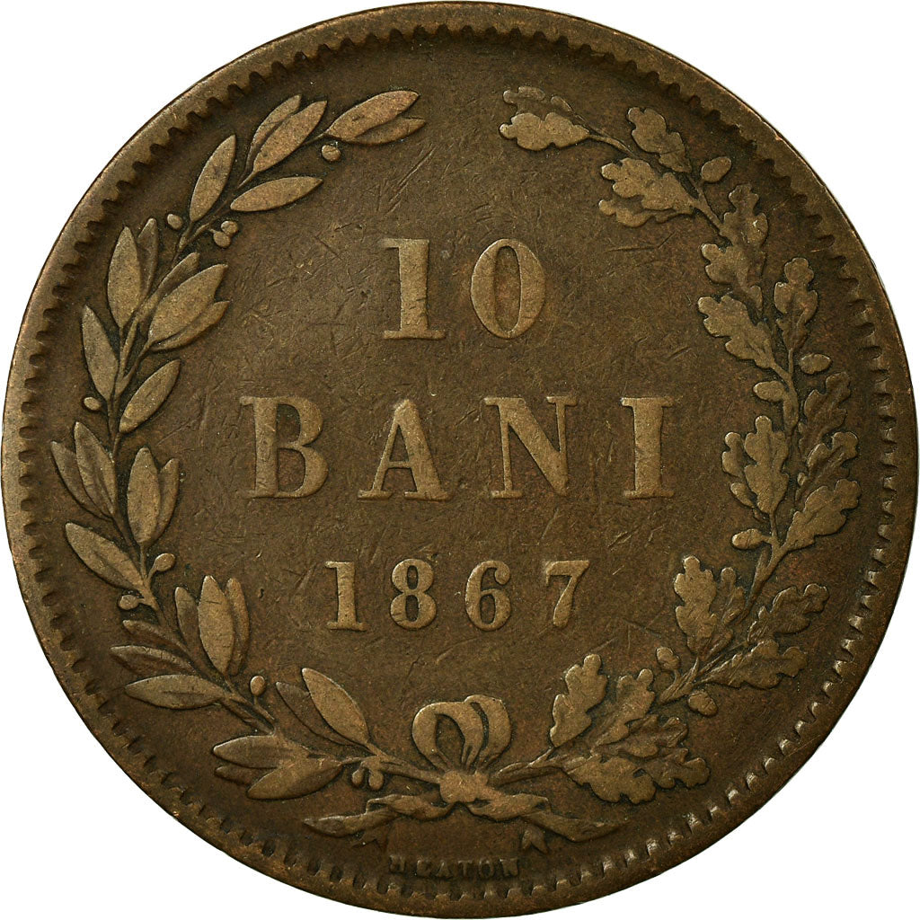 Coin, Romania, Carol I, 10 Bani, 1867, VF(30-35), Copper, KM:4.1