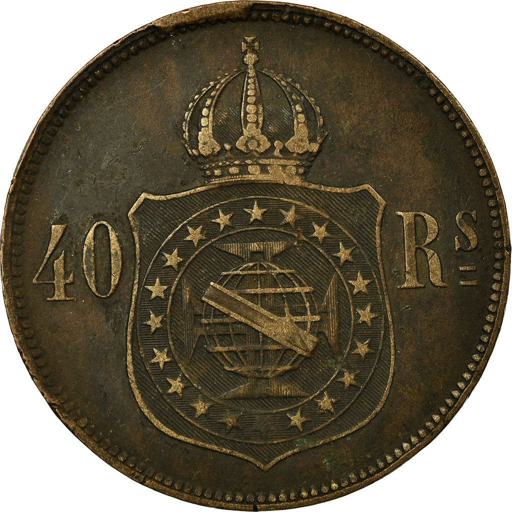Münze, Brasilien, Pedro II, 40 Reis, 1880, S+, Bronze, KM:479