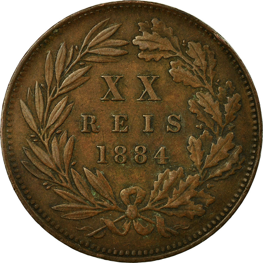 Coin, Portugal, Luiz I, 20 Reis, 1884, EF(40-45), Bronze, KM:527