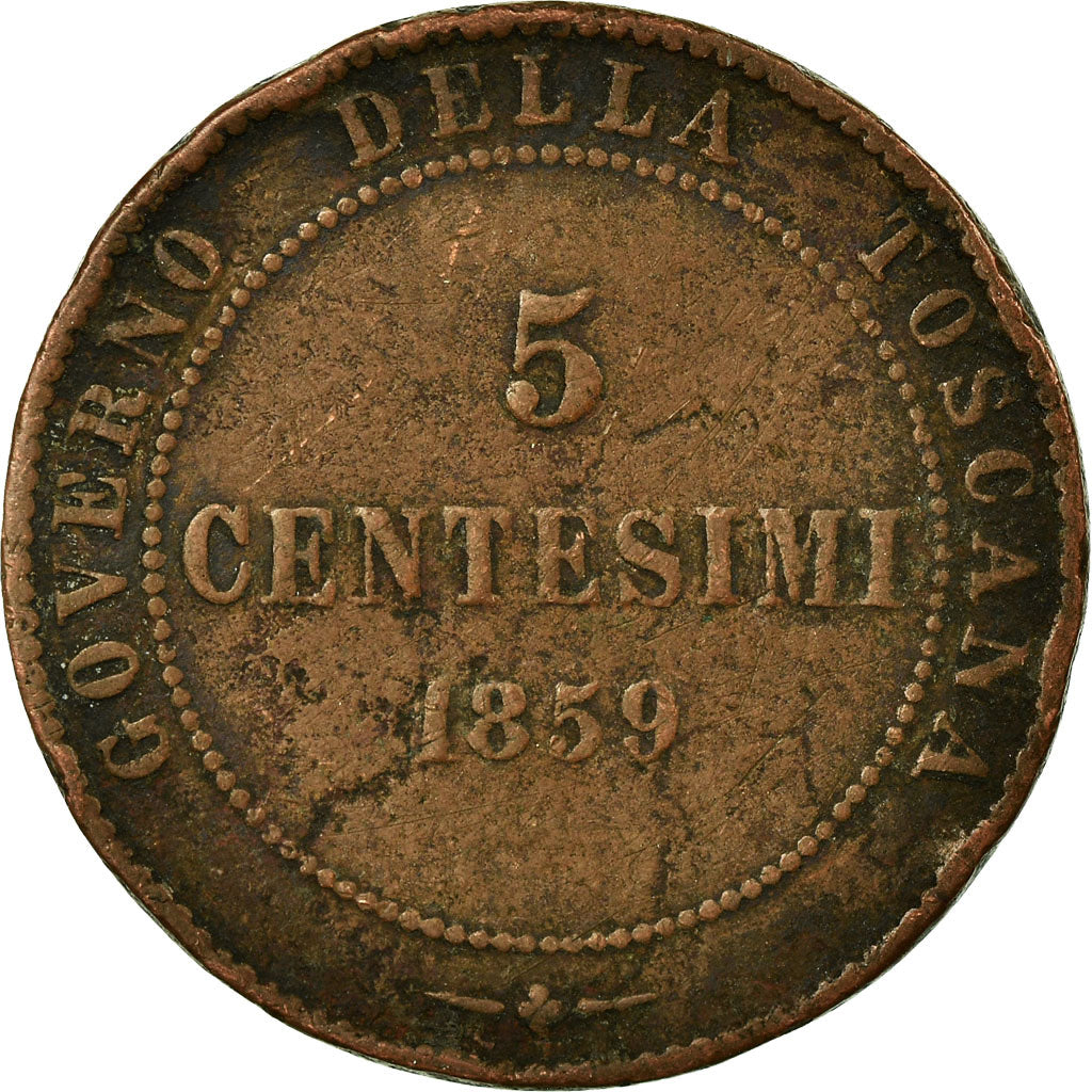Coin, ITALIAN STATES, TUSCANY, Provisional Government, 5 Centesimi, 1859
