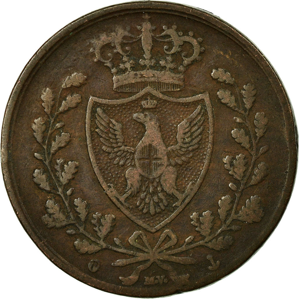 Moeda, ESTADOS ITALIANOS, SARDINIA, Carlo Felice, 5 Centesimi, 1826, Genoa