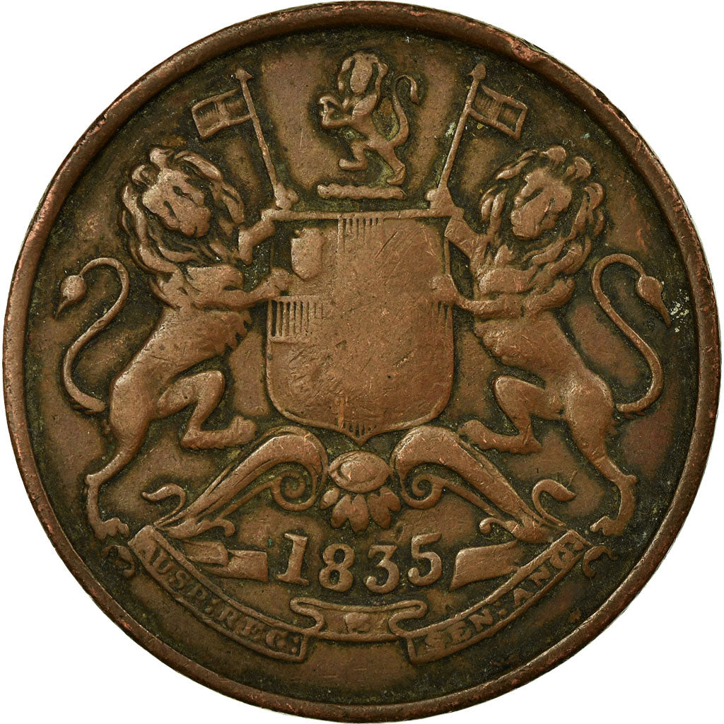 Coin, INDIA-BRITISH, 1/2 Anna, 1835, VF(30-35), Copper, KM:447.1