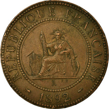 Coin, FRENCH INDO-CHINA, Cent, 1892, Paris, VF(30-35), Bronze, KM:1